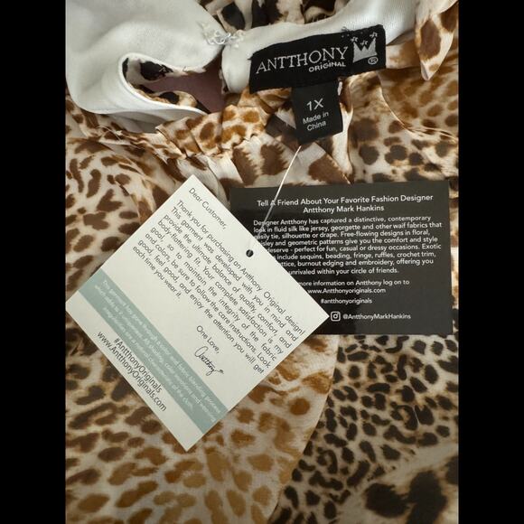 ANTTHONY Originals 1X Leopard Print Chiffon Dress Lined RN83299 Pullover Style - Picture 13 of 15